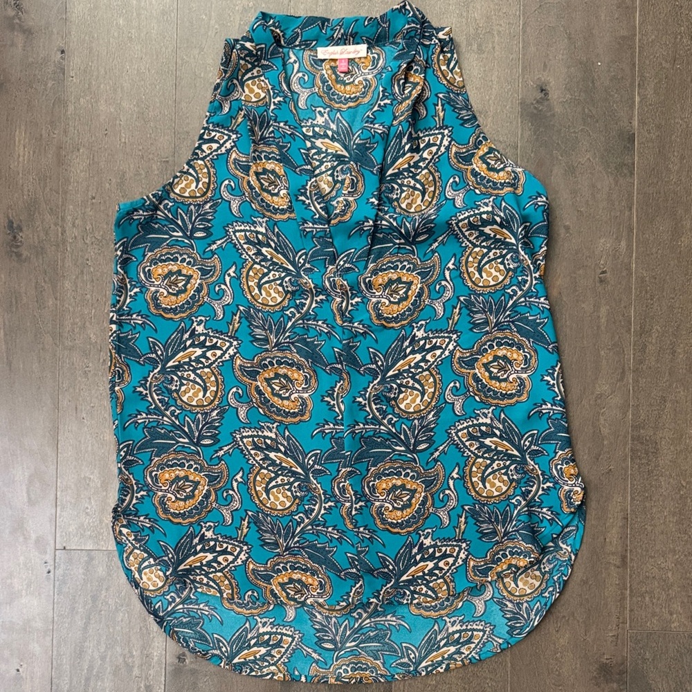 English Laundry Teal Floral Blouse